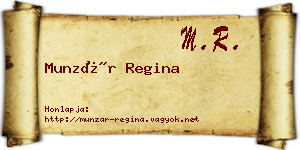 Munzár Regina névjegykártya